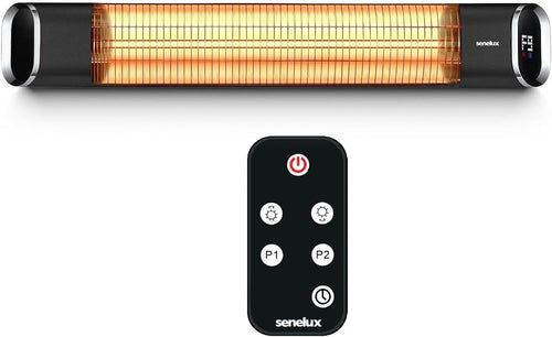 Wall Mounted Infrared Patio Heater 2000W Remote Control 9 Heat Levels Outdoor