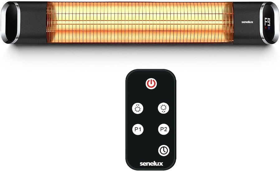 Wall Mounted Infrared Patio Heater 2000W Remote Control 9 Heat Levels Outdoor