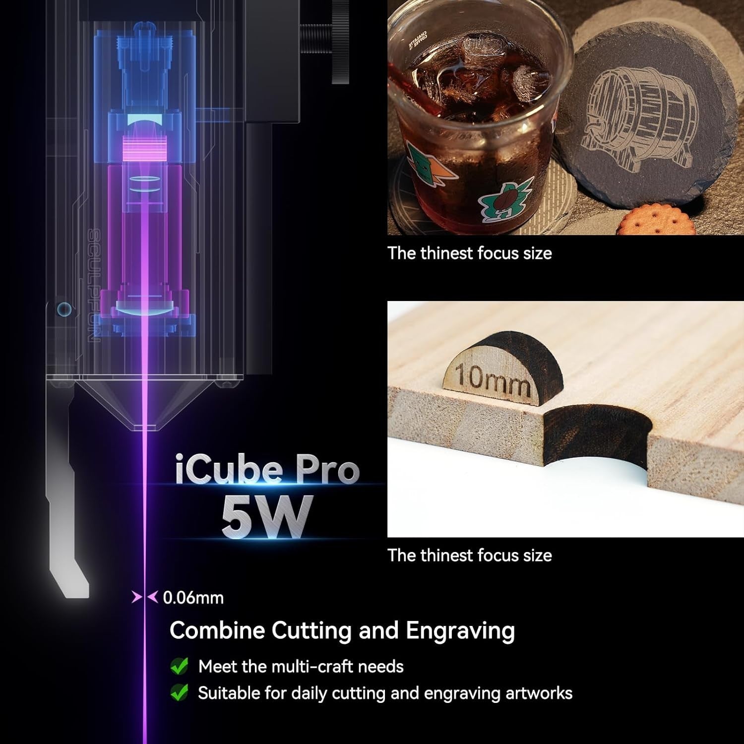 5W Laser Engraver Enclosed Desktop Cutter With Filter High Precision 10000mm