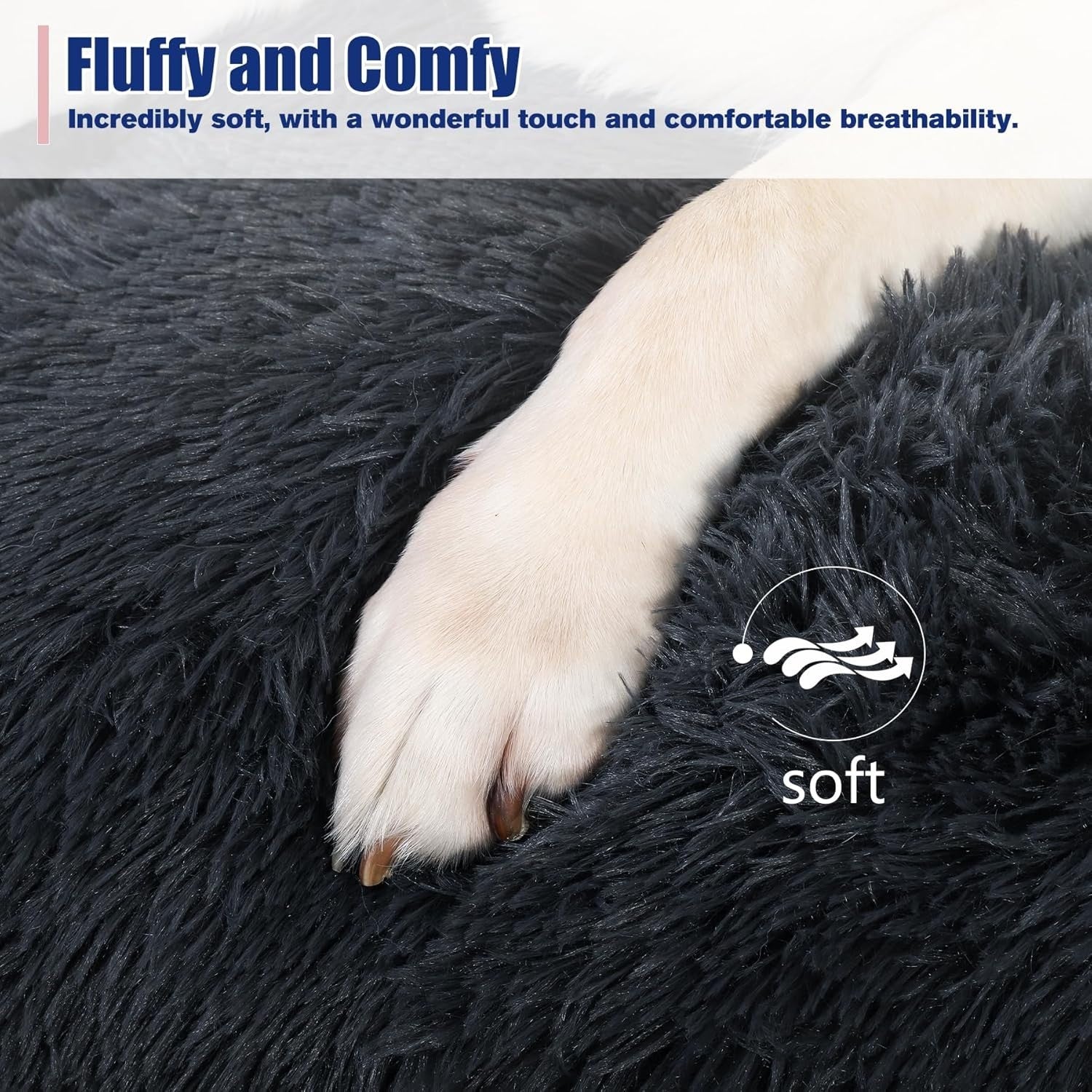 XL Fluffy Calming Dog Bed Washable Crate Mattress 105x70cm