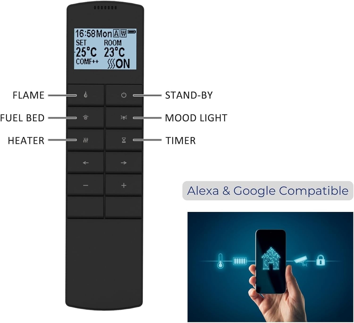 48" Slim Built In Electric Fireplace WiFi LED Fire App Remote Wall Mount