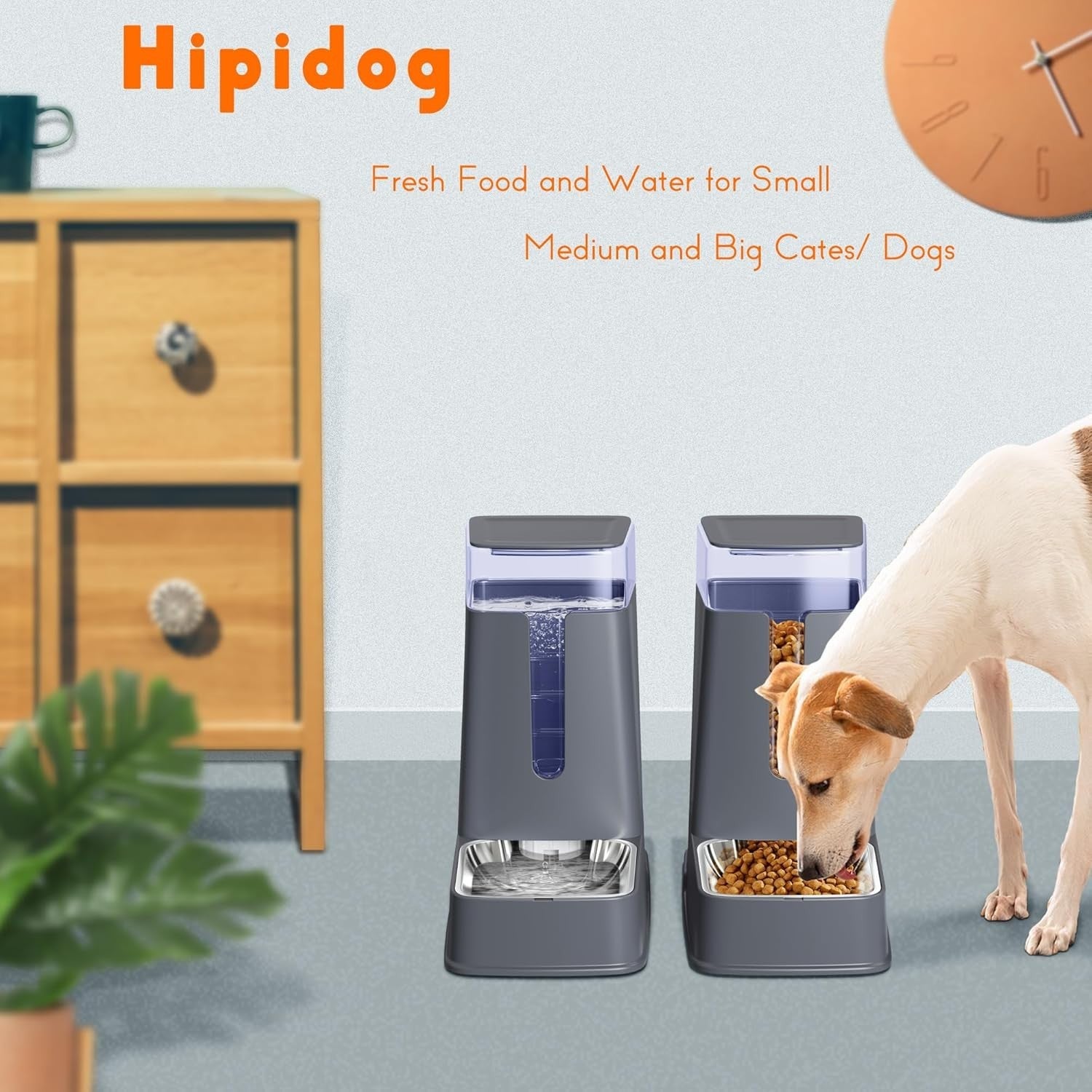 Automatic Pet Feeder Water Dispenser Set 3.8L Stainless Steel Bowls