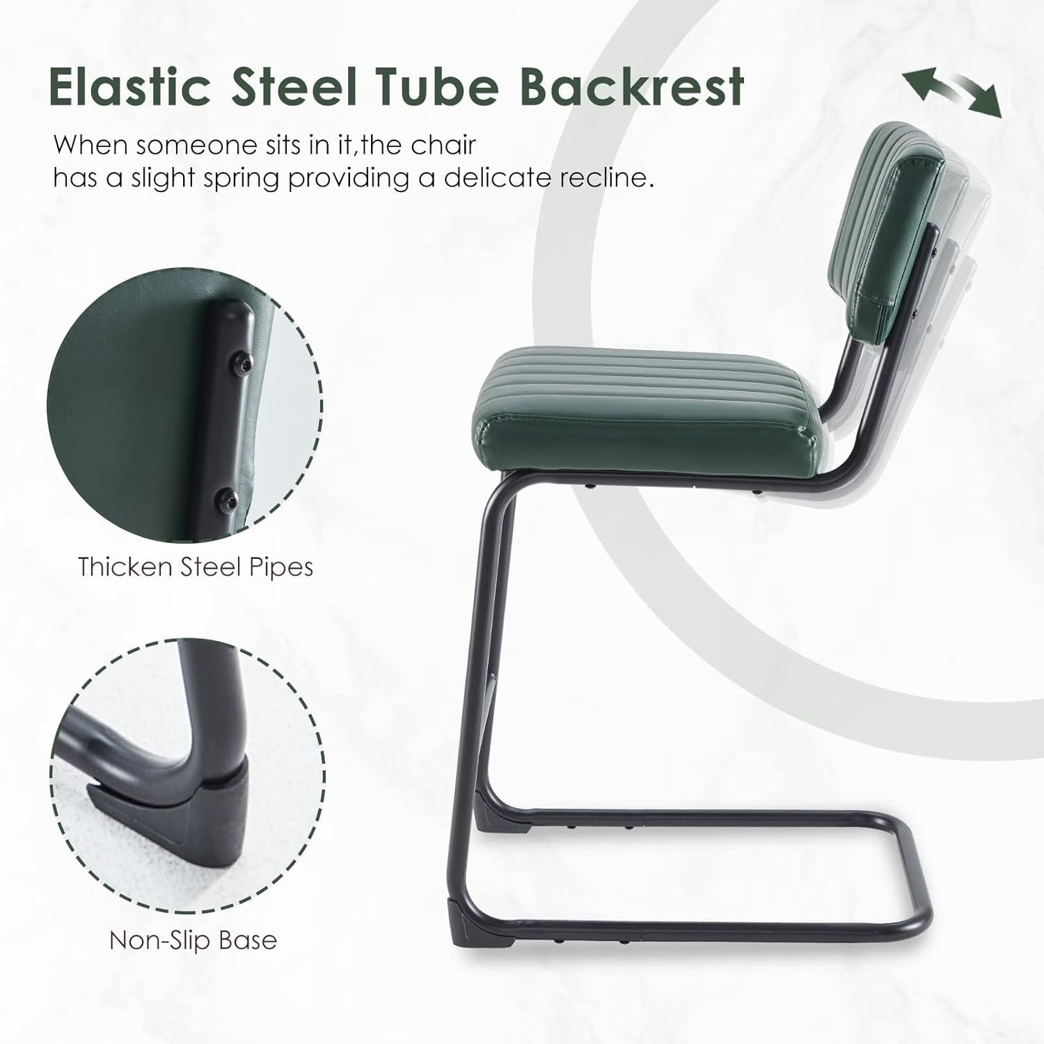 Modern Bar Stools 2pcs Green/Black Faux Leather Counter Kitchen Chairs