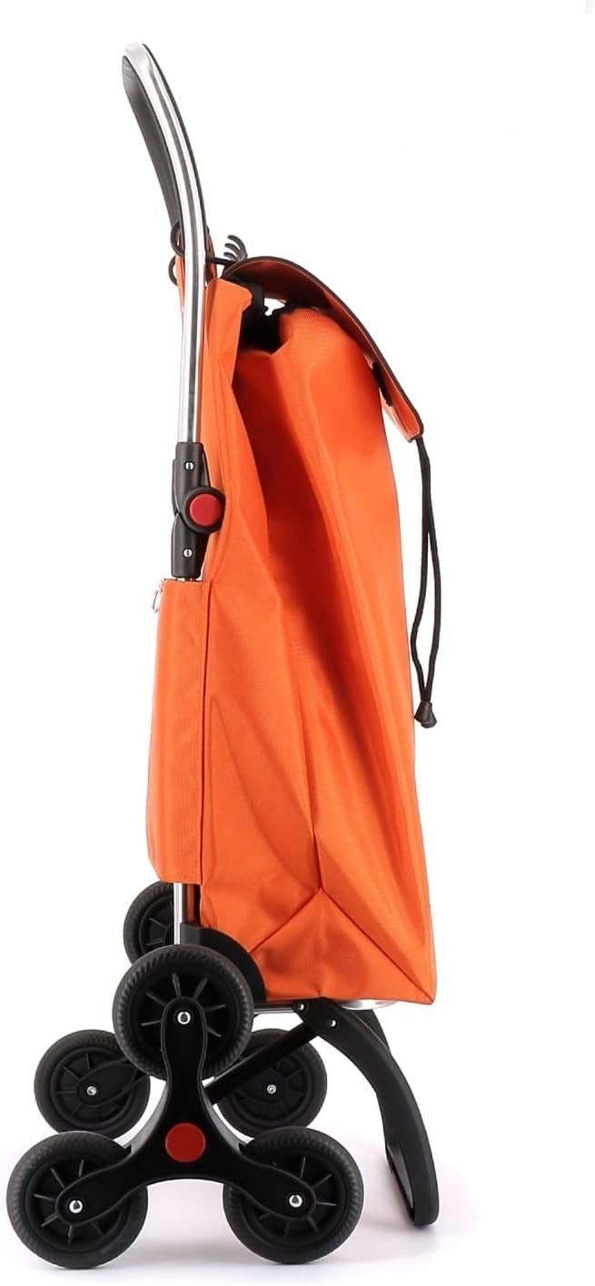 6 Wheel Stair Climber Foldable Shopping Trolley Lightweight Aluminium Orange