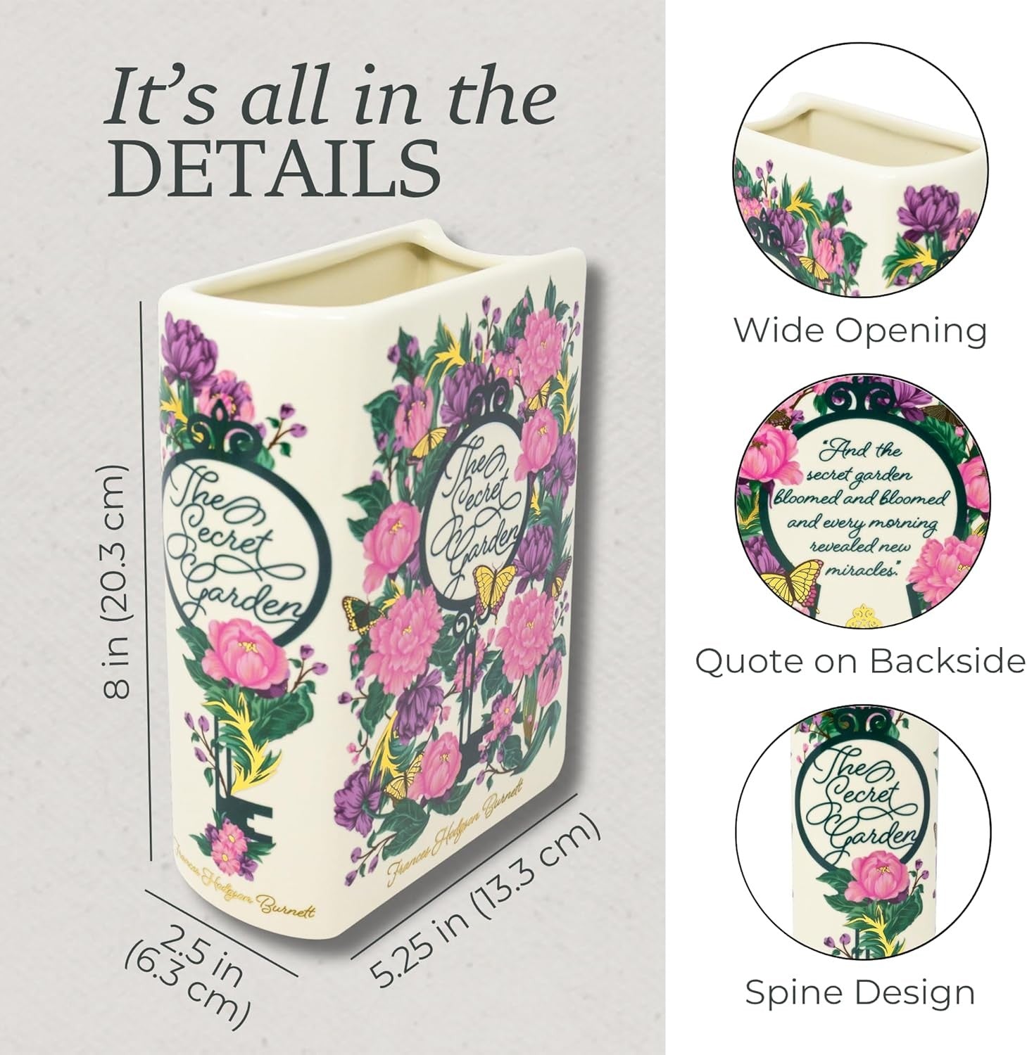 Book Shaped Ceramic Vase Floral Decorative Flower Holder Home Shelf Decor