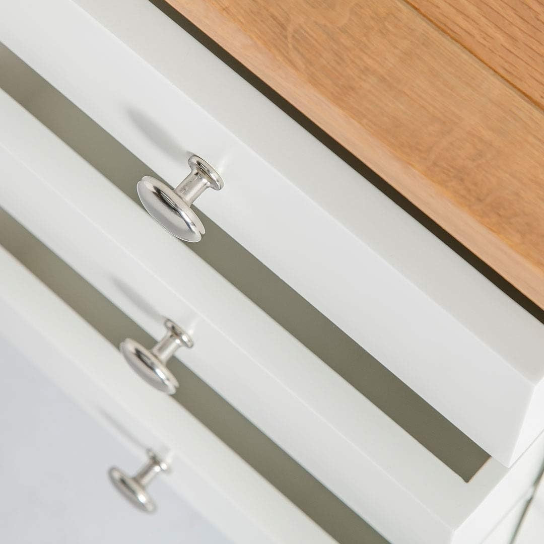 White 3 Drawer Bedside Table with Oak Top | Solid Wood Storage Unit