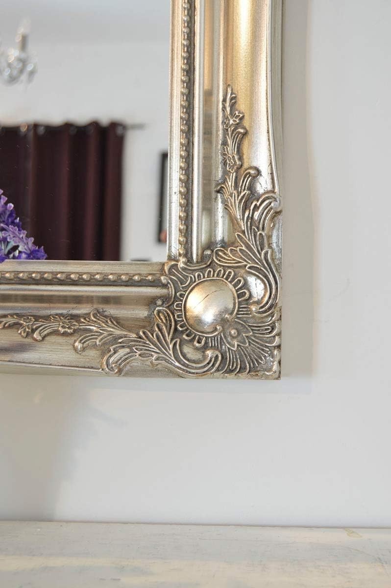 Large Ornate Wall Mirror 42x30” Antique Silver Frame | Elegant & Versatile