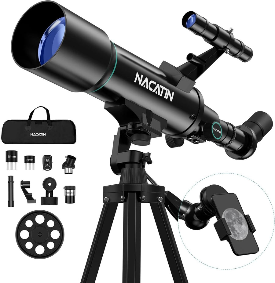 70mm Kids Telescope Refractor with Tripod & Phone Adapter Beginner Astronomy
