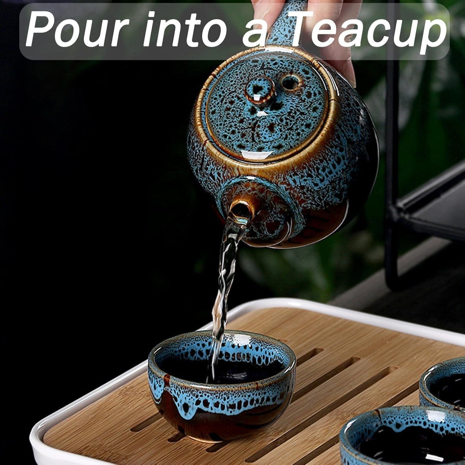 Portable Porcelain Kung Fu Tea Set Travel Teapot Cups Bamboo Tray Bag