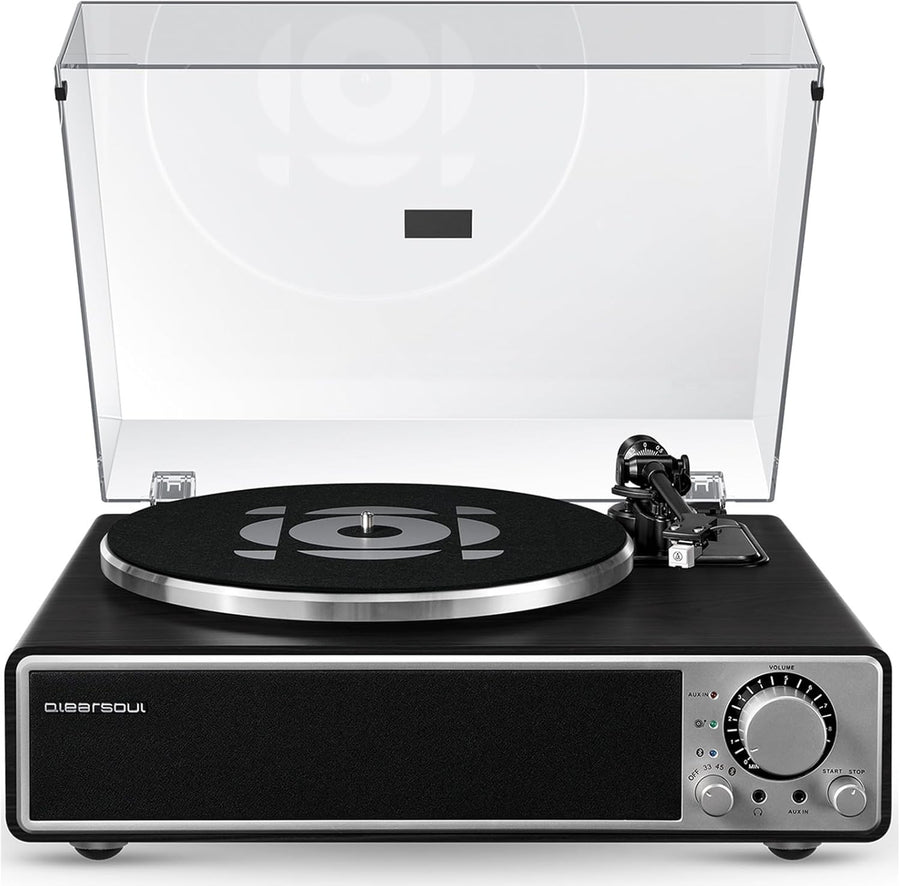 All in One Bluetooth Turntable Built in Speakers HiFi Record Player Black