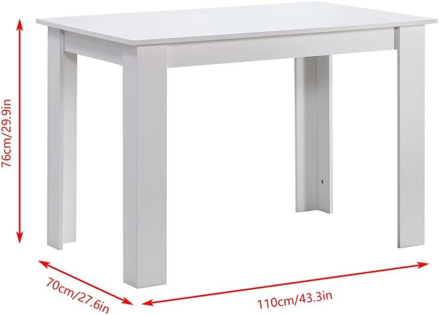 White Dining Table & 4 Black Leather Chairs Space-Saving Set for Small Spaces