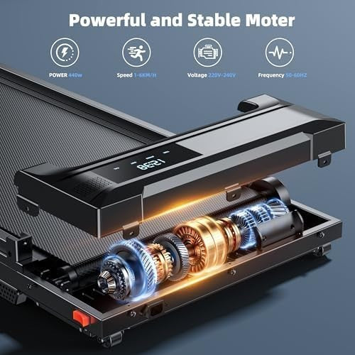 Foldable Under-Desk Walking Pad Treadmill 2HP, Compact 3-Mode Home Office