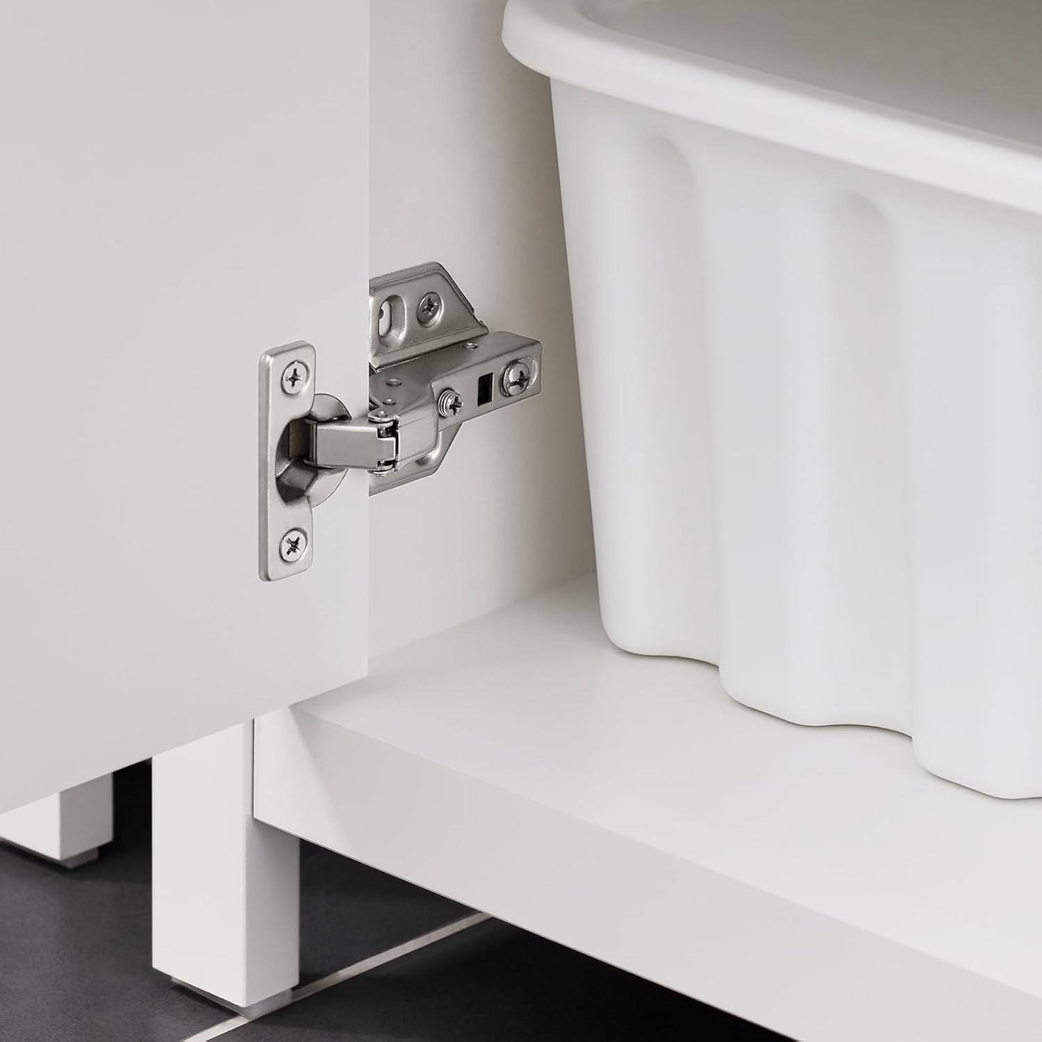 White Bathroom Vanity Cabinet 60cm Under Sink Storage Unit with Double Doors