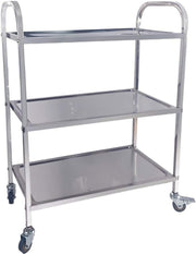 Stainless Steel 3 Tier Utility Cart 100kg Rolling Trolley