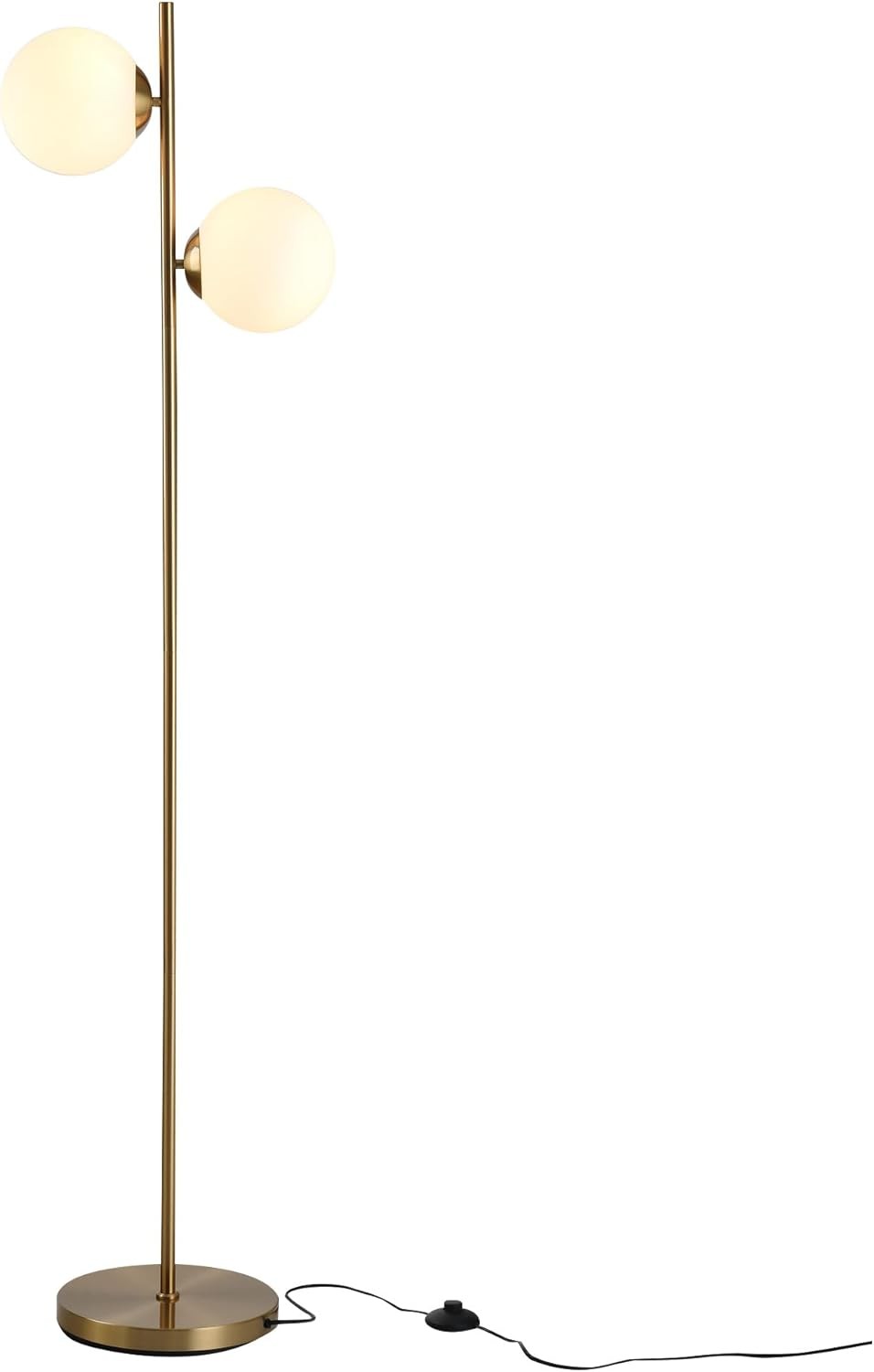 2 Light Gold Floor Lamp Modern Globe Standing Lamp Living Room Bedroom