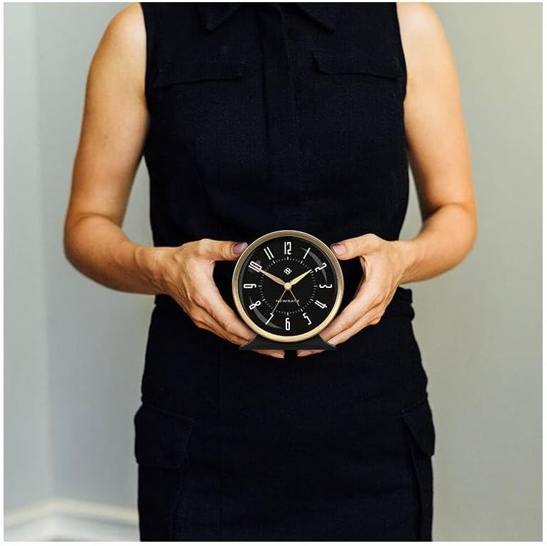 Silent Analogue Alarm Clock No Tick Round Arabic Dial Bedside Decor