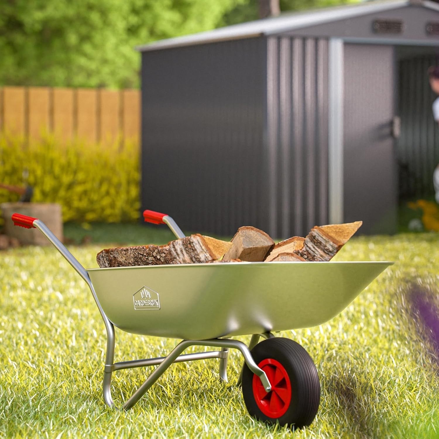 80L Galvanised Wheelbarrow Silver – Pneumatic Tyre Heavy Duty Garden 100kg