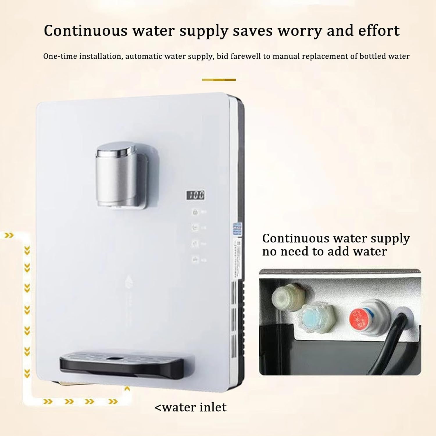 Wall Mounted Water Dispenser Hot Cold Ice Mains Fed Touch Screen Child Lock
