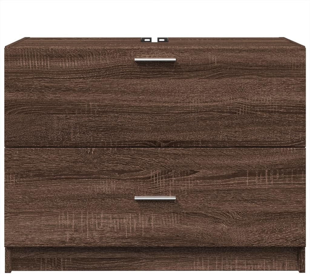 Brown Oak Under Sink Bathroom Cabinet 78x37x59cm Modern Vanity Storage Unit