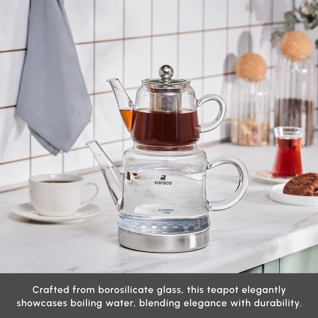 Glass Teapot Set with Infuser 1.8L Kettle Turkish Tea Maker Hob Safe