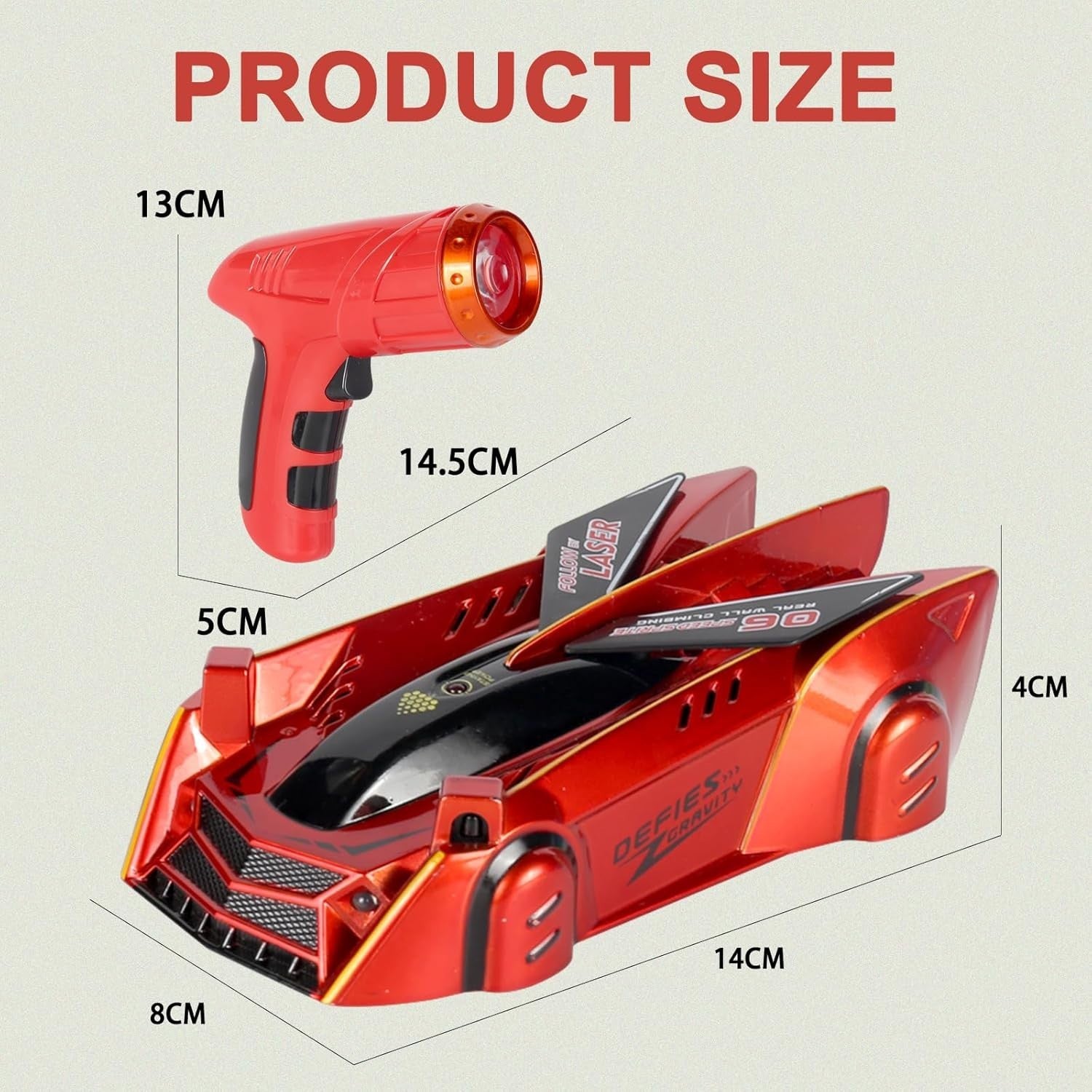 Red Wall Climbing RC Car – Laser Remote Control Stunt Toy for Kids & Teens