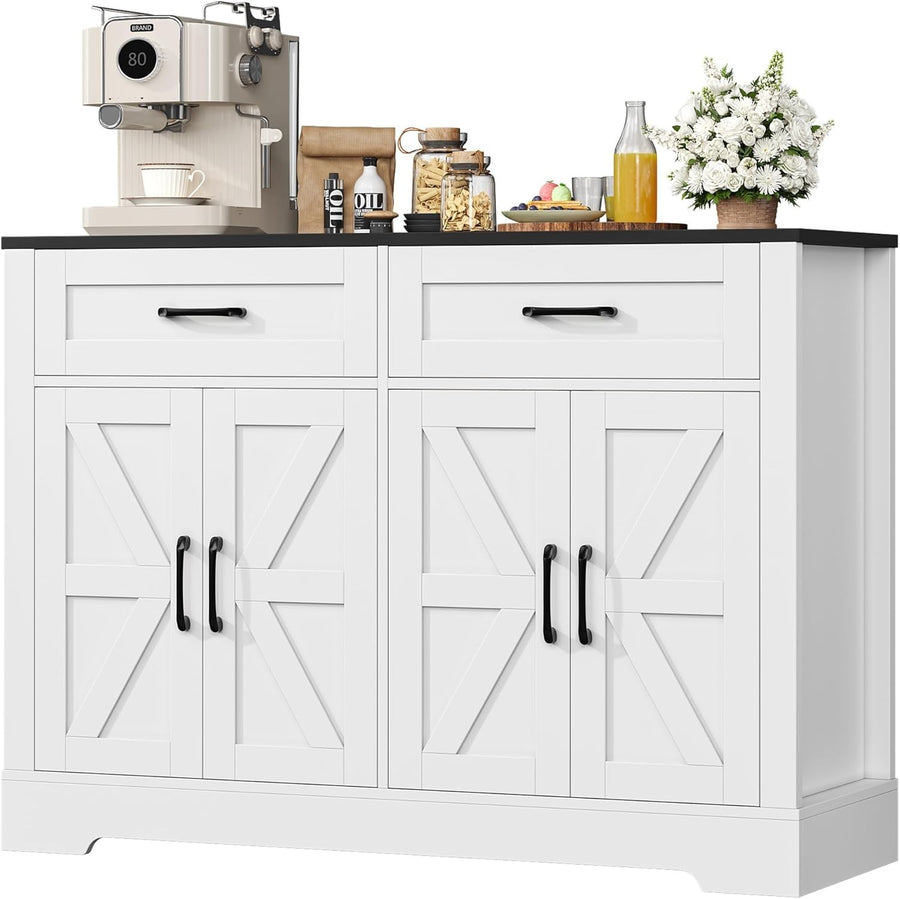120cm Kitchen Sideboard Buffet Cabinet with Drawers & Storage – Modern White