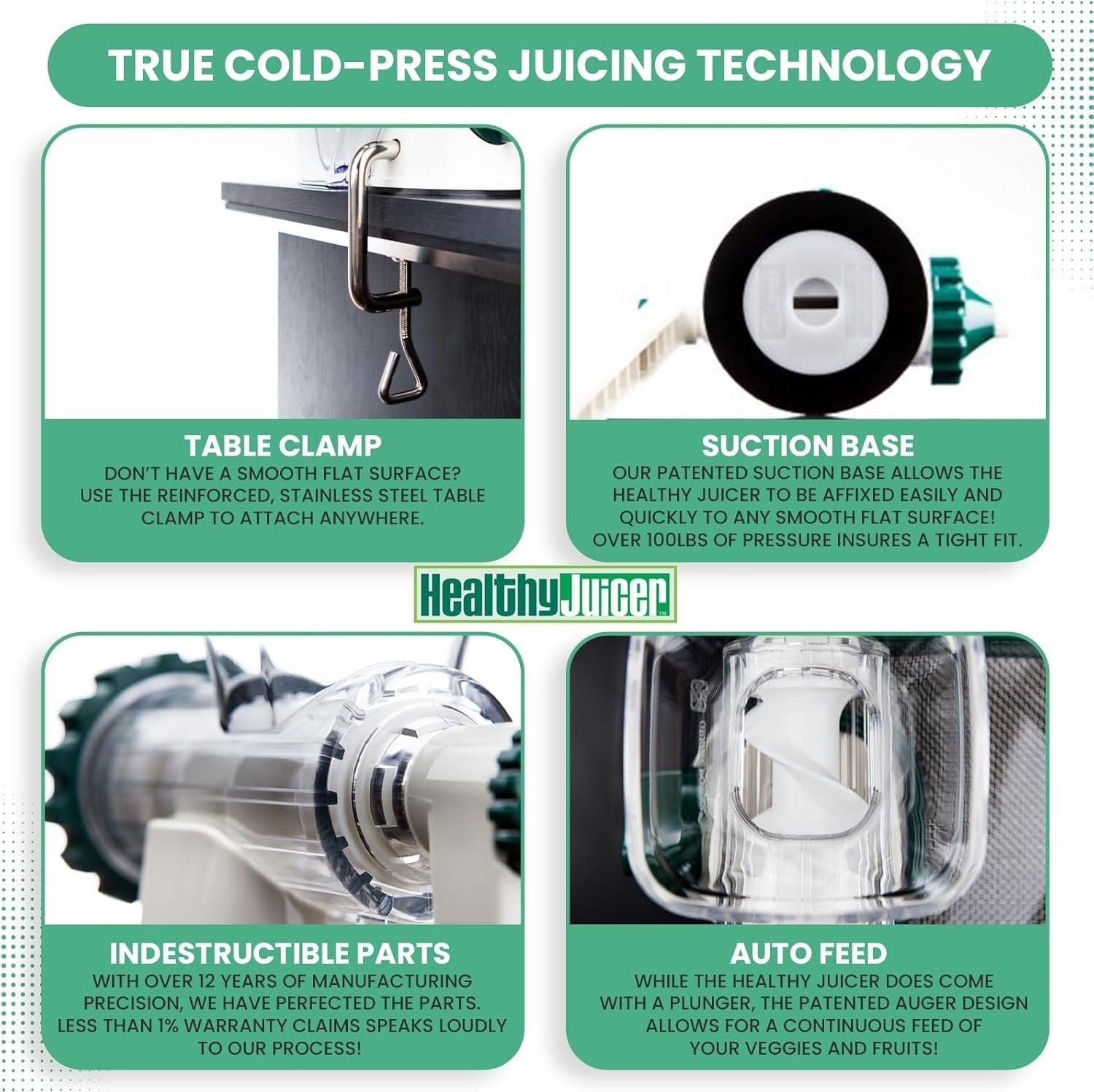 Manual Wheatgrass Juicer Cold Press Leafy Greens Easy Clean BPA Free