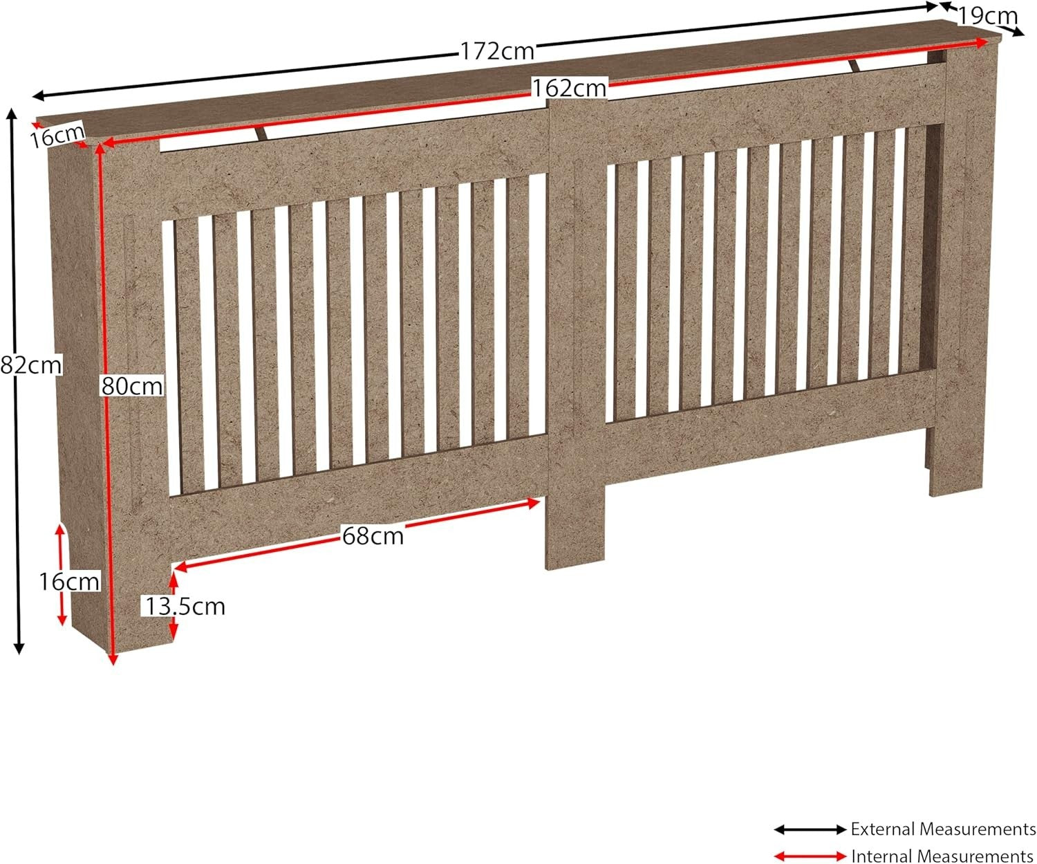 Extra Large Unfinished Radiator Cover | Modern MDF Slatted Cabinet