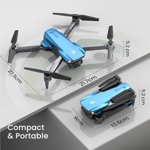 1080P HD Foldable Drone w/ APP Control, Tap Fly, Optical Flow, 2 Batteries