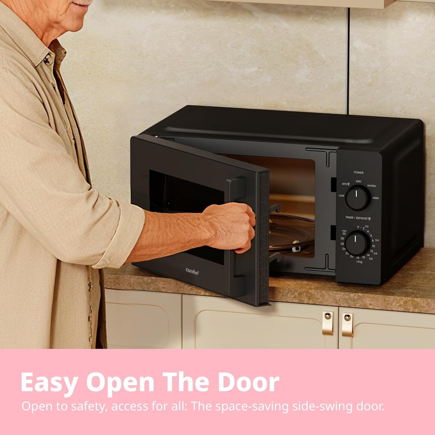 20L Compact Microwave 700W Black 5 Power Levels Quick Defrost