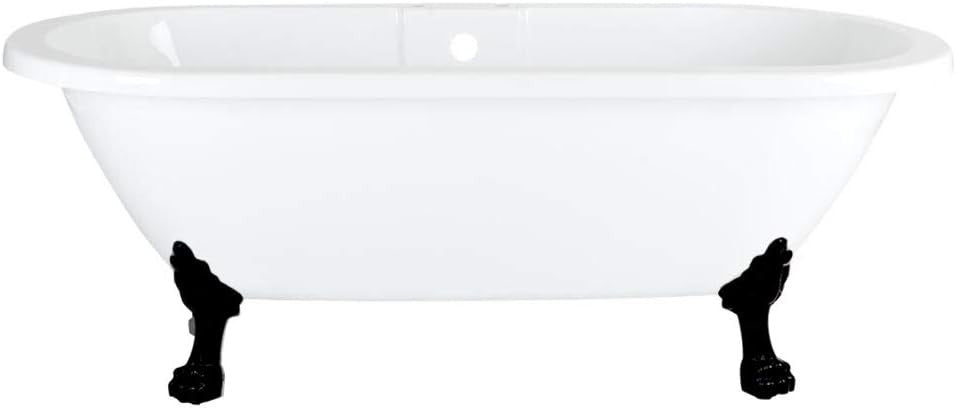 White Double Ended Roll Top Bath 1795x785mm Freestanding Black Claw Feet