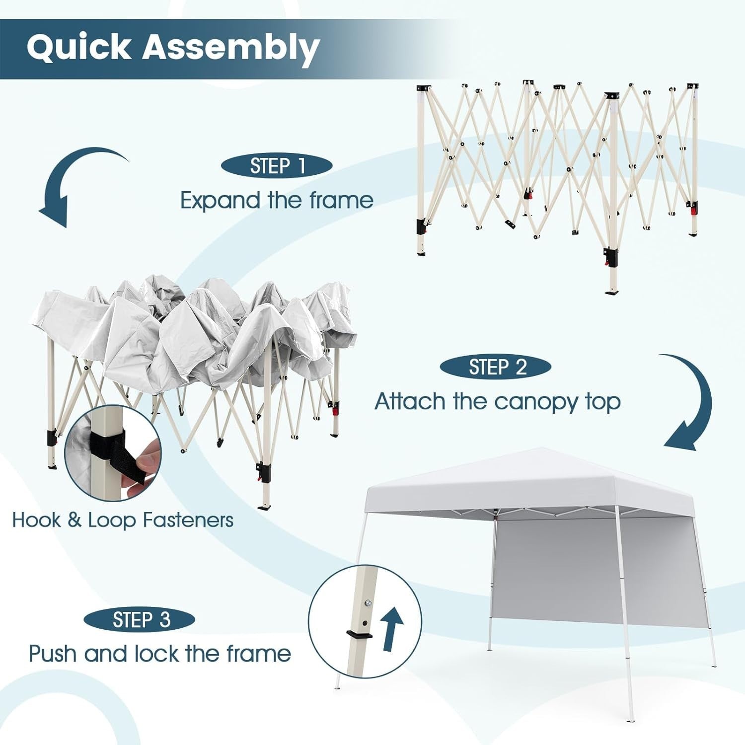 3x3M White Pop-Up Canopy Tent UPF50+ Sunshade Outdoor Party Gazebo