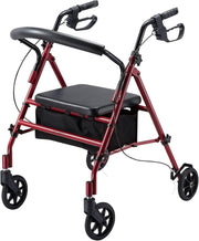 Lightweight Folding Rollator Walker Seat 4 Wheels Adjustable Brakes