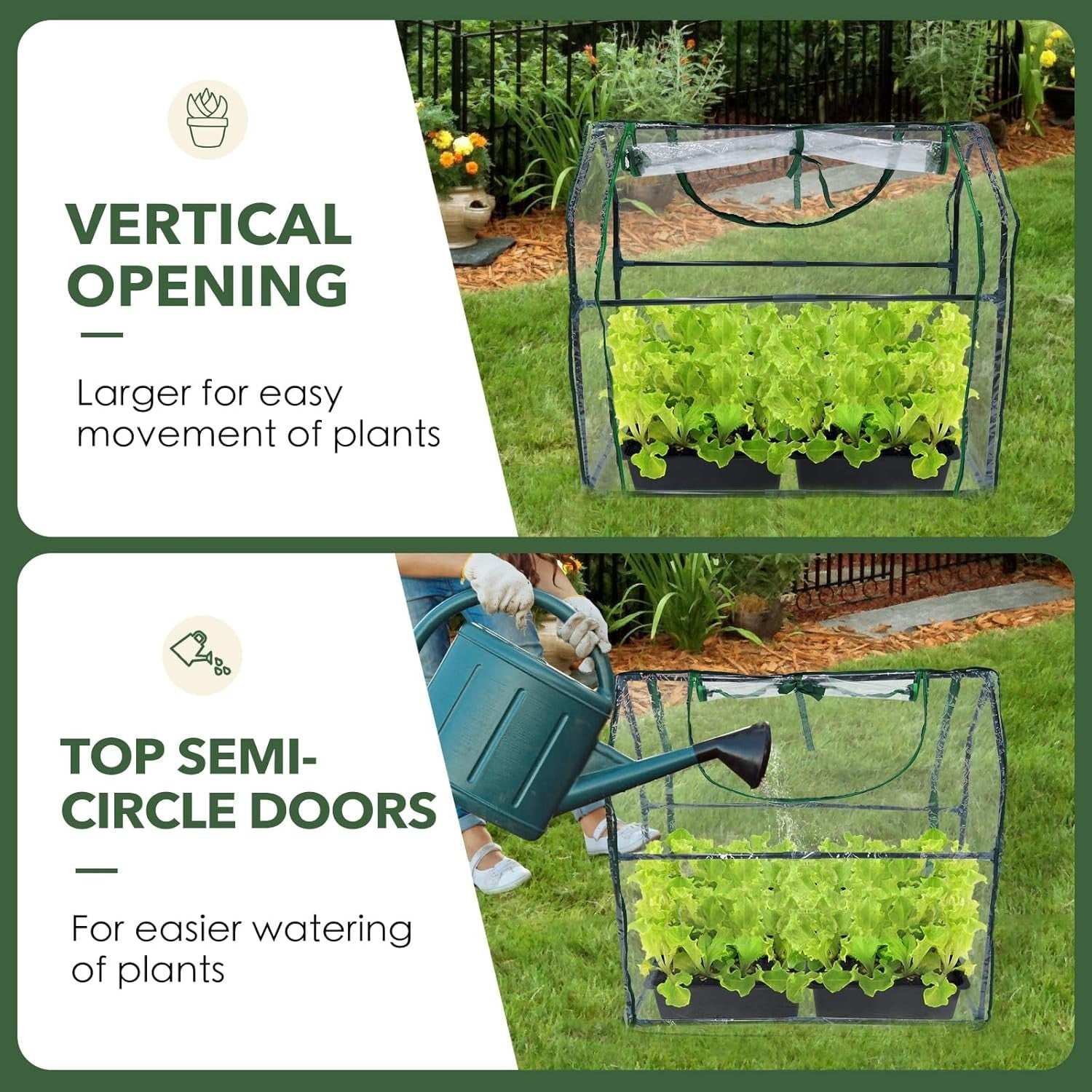 Portable Mini Greenhouse Indoor Outdoor Dual Door Plant Tent Cold Frame