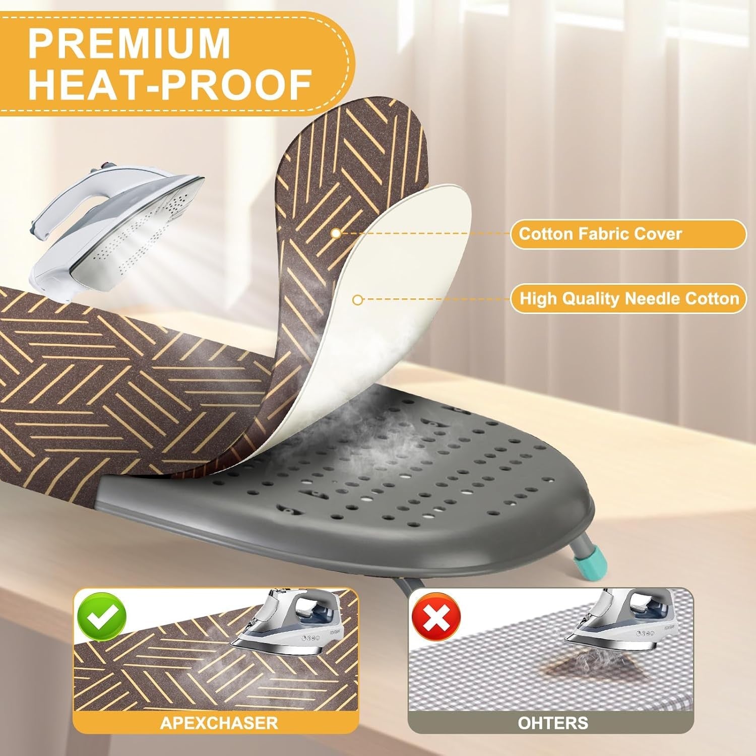 Small Tabletop Ironing Board Portable Non Slip Travel Board Blue Gold