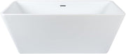 White Freestanding Double Ended Square Bath 1615x720mm Chrome Overflow