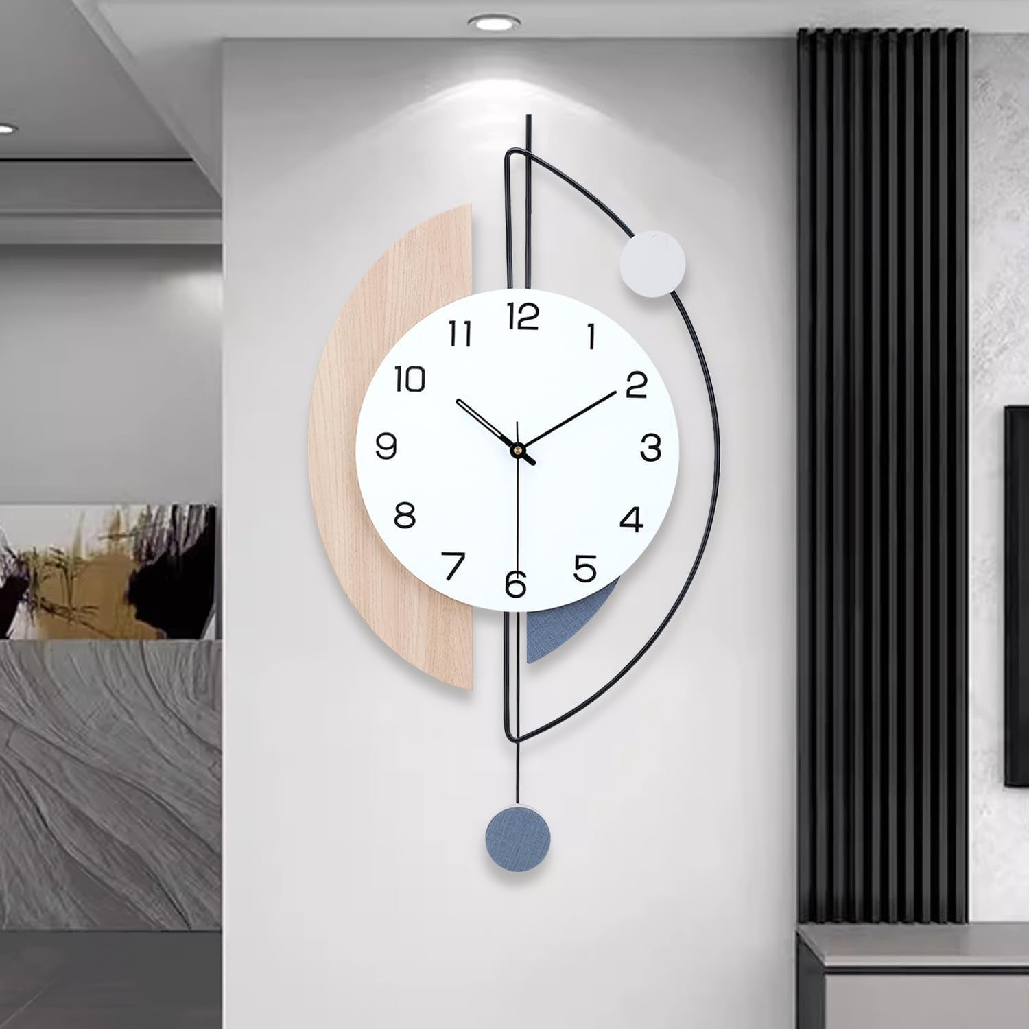 Large Modern Pendulum Wall Clock 36×72cm Silent Quartz Hanging Decor for Living