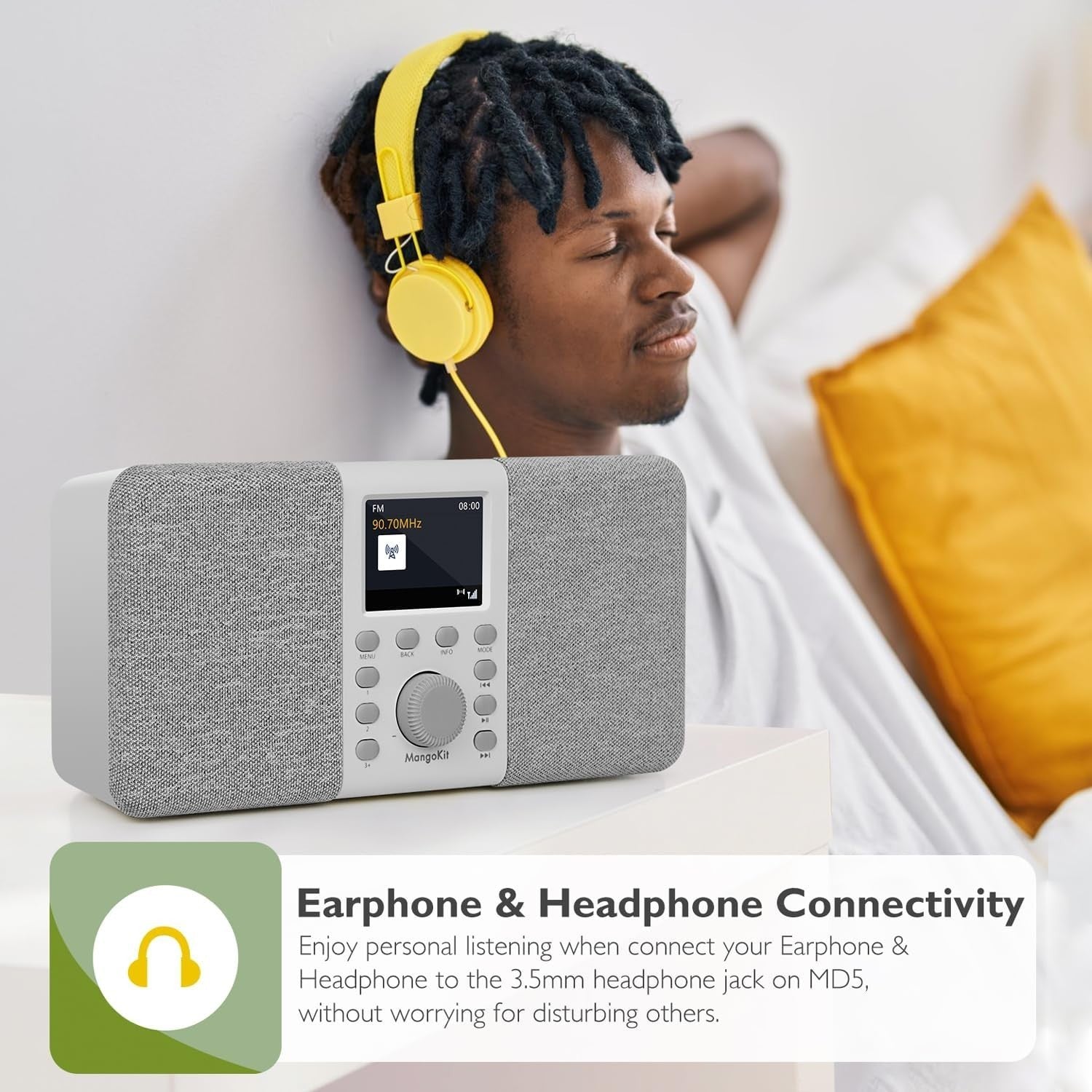 Stereo DAB DAB+ FM Radio Bluetooth Portable Alarm Kitchen Stone Grey