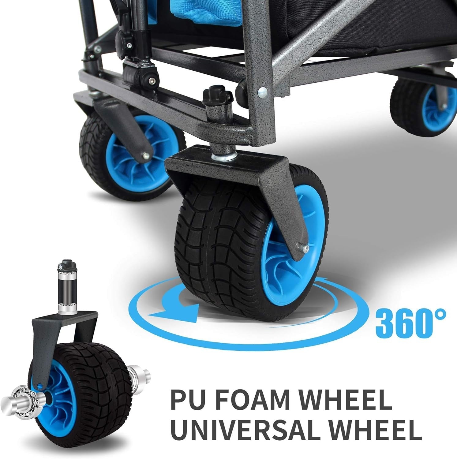 Heavy Duty Folding Wagon All-Terrain Cart 120kg Capacity Collapsible Trolley