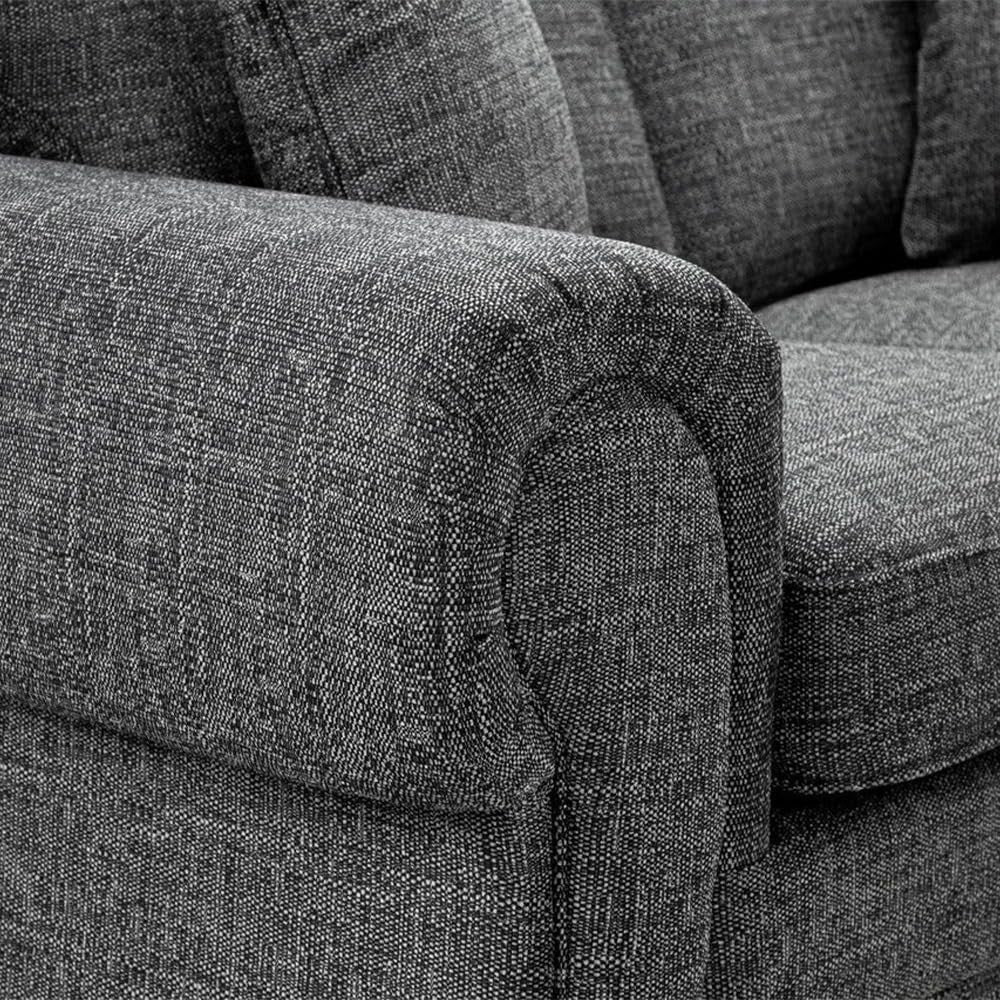 Grey 2C2 Corner Sofa 5 Seater – High Back Chesterfield L Shaped Couch