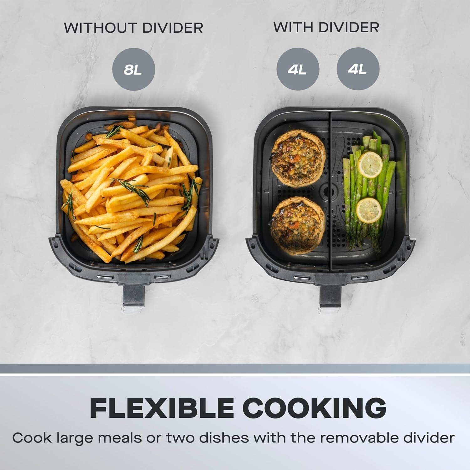 8L Digital Air Fryer Dual Zone Divider Viewing Window 6 Presets LED