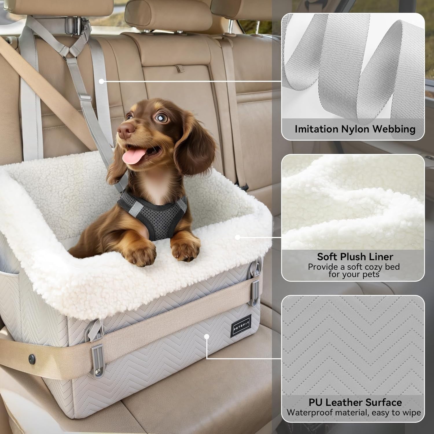 Dog Car Seat Booster Waterproof Pet Travel Bed Safety Harness 30lb