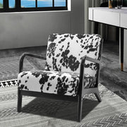 Velvet Spot Print Armchair High Back Lounge Chair with Wood Frame