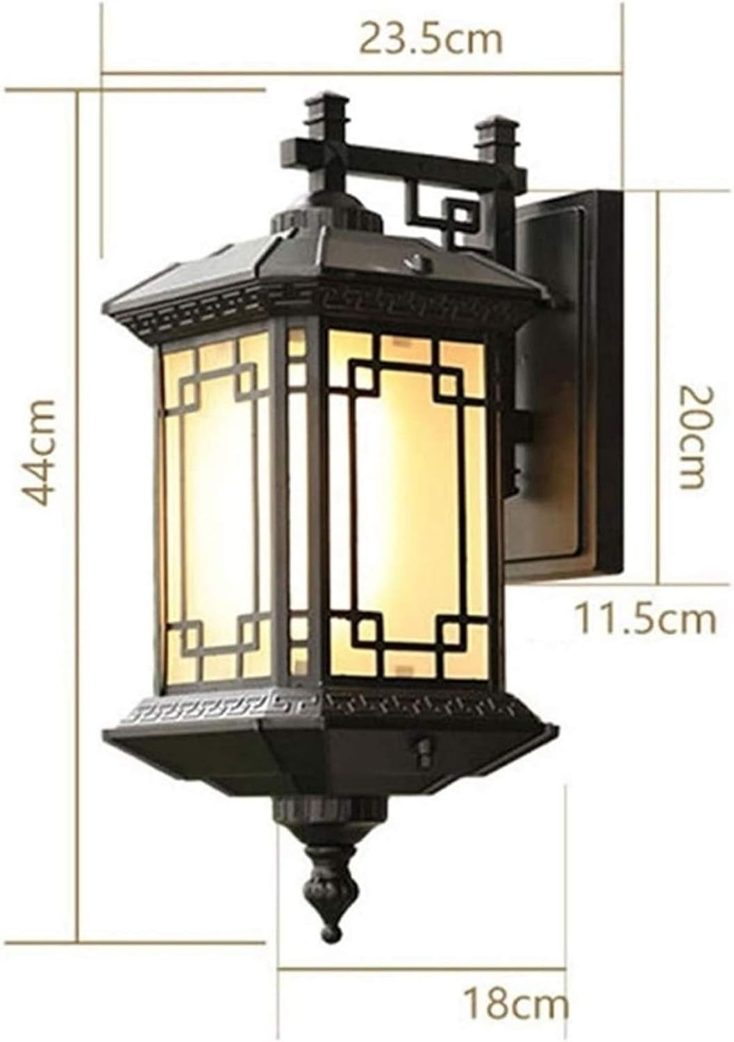 Chinese Retro Outdoor Wall Light Black IP65 E27 Lantern Porch Sconce