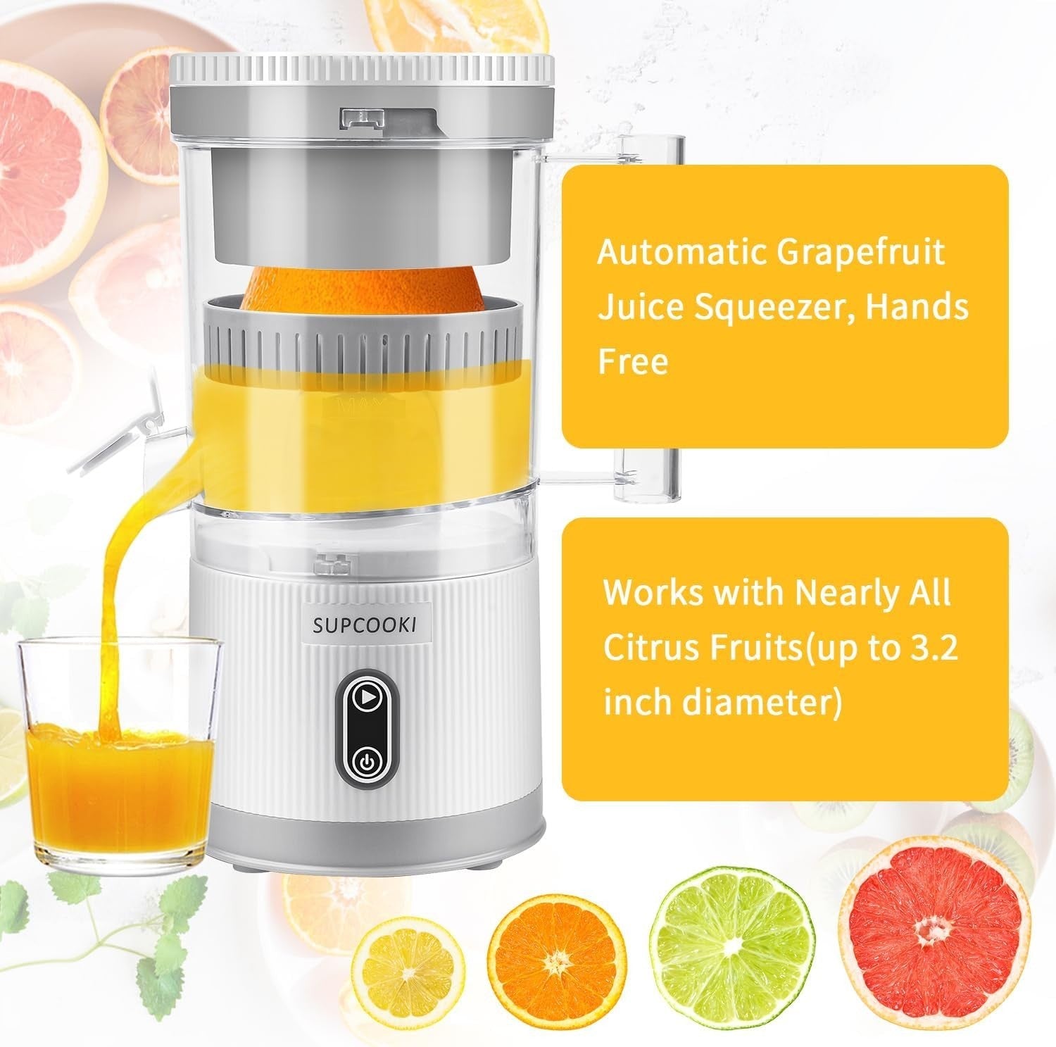 Rechargeable Electric Citrus Juicer USB Portable Touch Button Auto Press