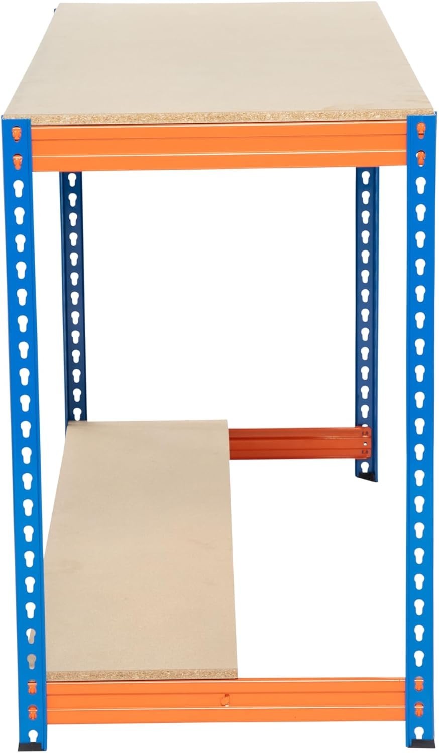 Heavy Duty Workbench 500kg Steel 2 Tier Garage Station with Chipboard Shelves