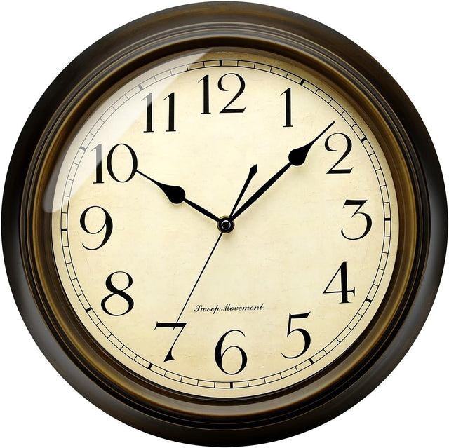 Retro Wall Clock 13" Silent Non-Ticking Classic Vintage Arabic Numerals Home