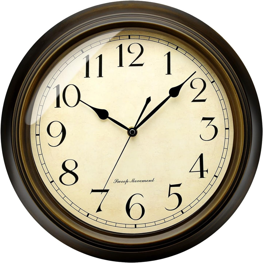 Retro Wall Clock 13" Silent Non-Ticking Classic Vintage Arabic Numerals Home