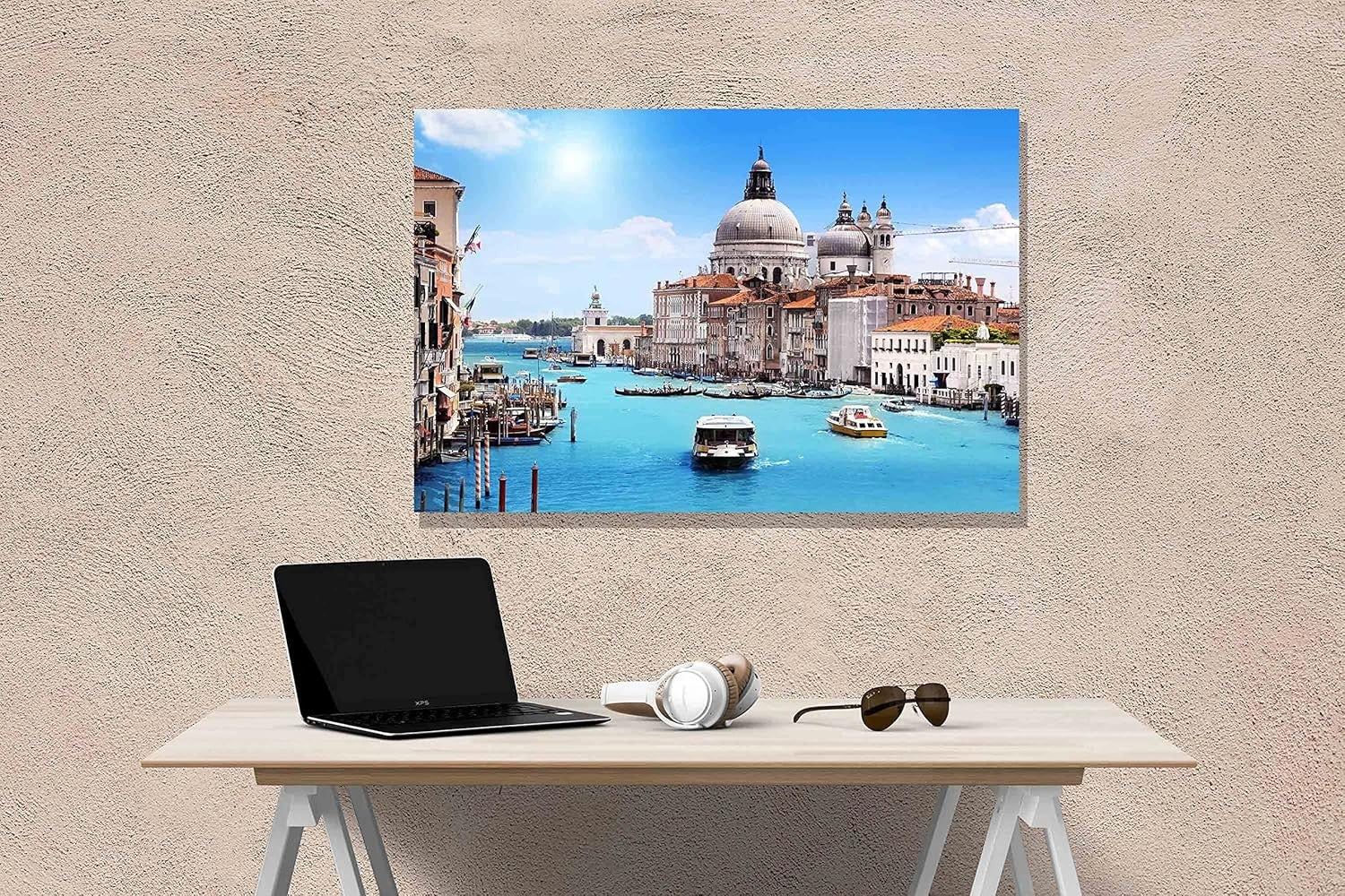 Venice Cityscape Canvas Wall Art 76x50cm Framed Modern Living Room Decor