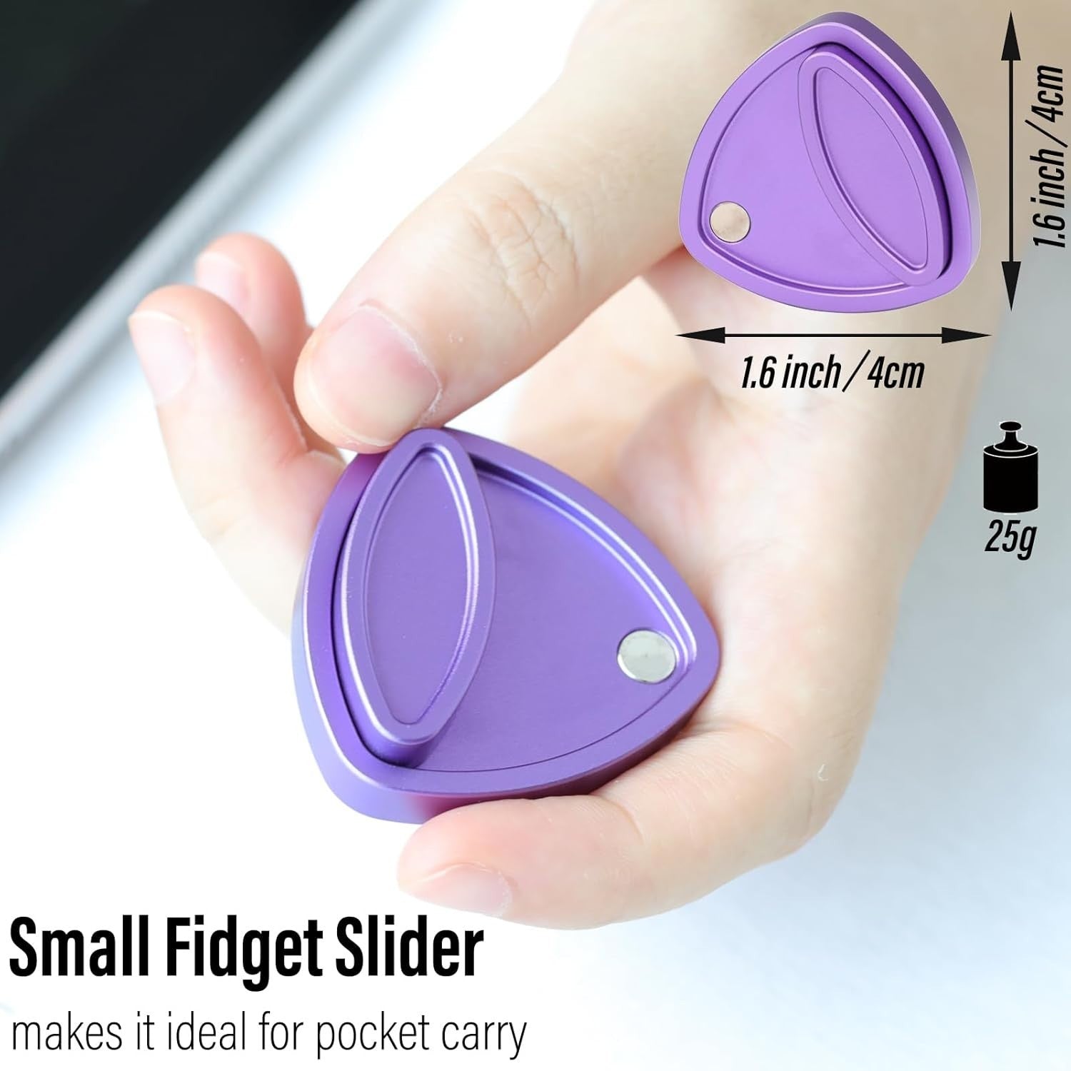 Purple Metal Pivot Fidget Slider Magnetic Clicker Triangle EDC